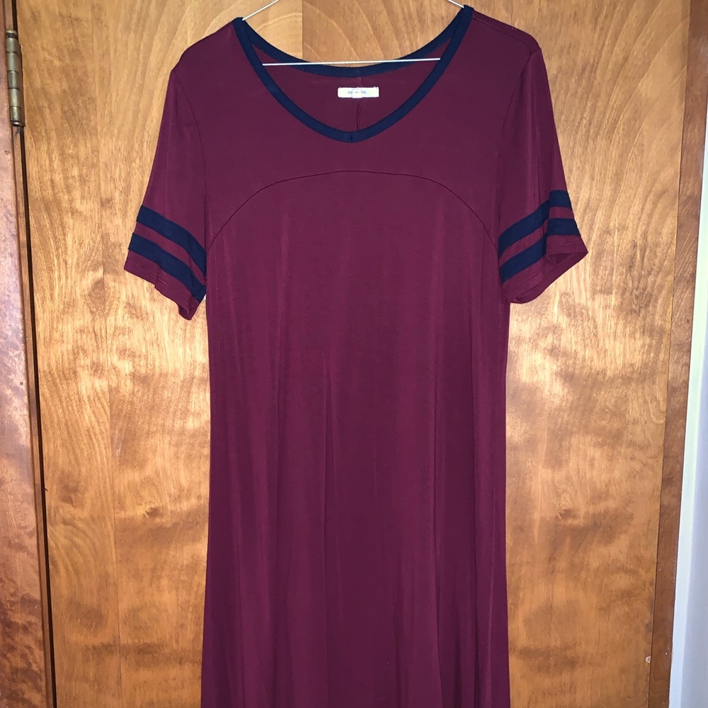 Maroon & Blue T-Shirt Dress